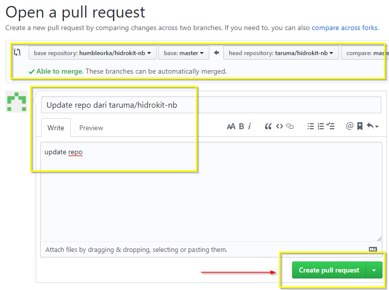 pull request message